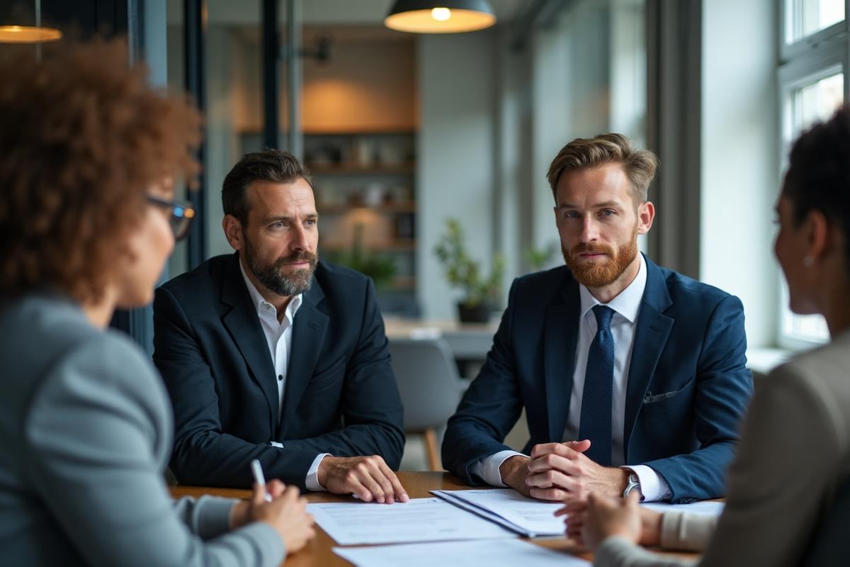 Professional legal team consultation meeting with diverse group of expert lawyers